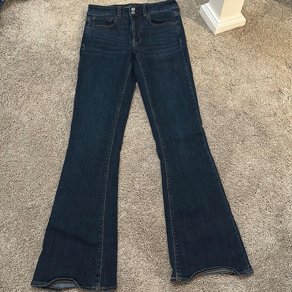 American eagle high rise, artisan flare denim jeans